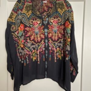 Johnny Was Multicolor Embroidered Blouse